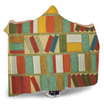 Watercolor Bookshelf Pattern Print Hooded Blanket