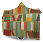 Watercolor Bookshelf Pattern Print Hooded Blanket