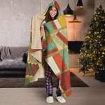Watercolor Bookshelf Pattern Print Hooded Blanket