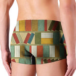 Watercolor Bookshelf Pattern Print Men's Boxer Briefs