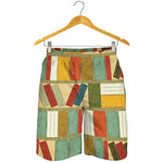 Watercolor Bookshelf Pattern Print Men's Shorts