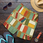 Watercolor Bookshelf Pattern Print Men's Shorts
