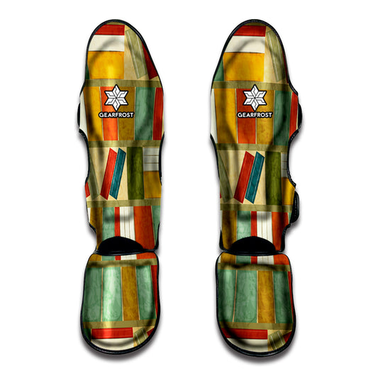 Watercolor Bookshelf Pattern Print Muay Thai Shin Guard