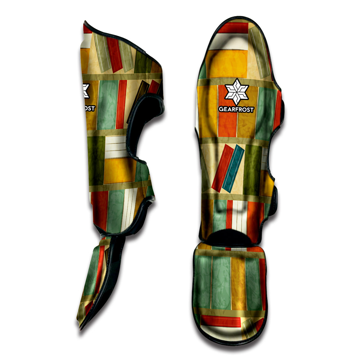 Watercolor Bookshelf Pattern Print Muay Thai Shin Guard
