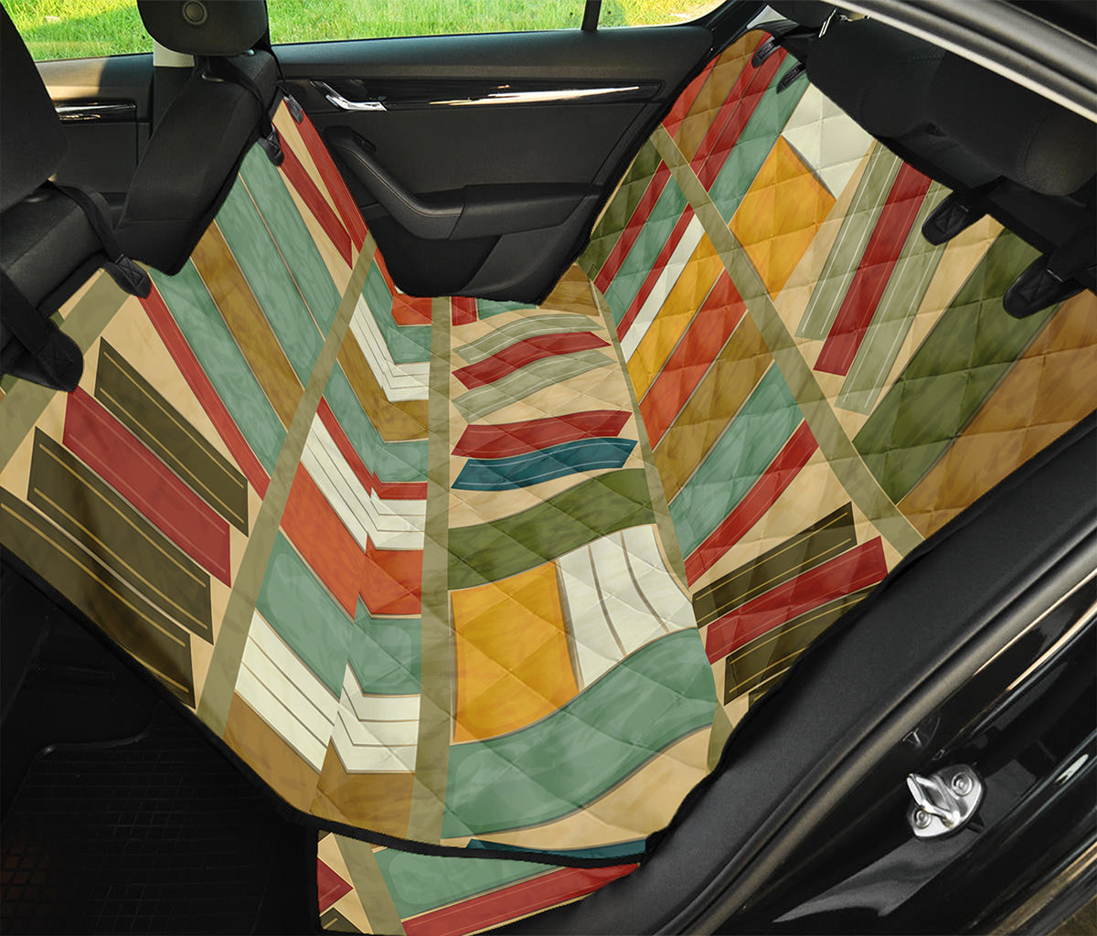 Watercolor Bookshelf Pattern Print Pet Car Back Seat Cover