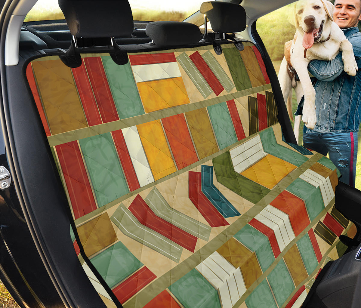 Watercolor Bookshelf Pattern Print Pet Car Back Seat Cover