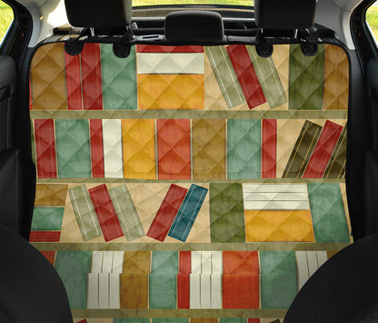 Watercolor Bookshelf Pattern Print Pet Car Back Seat Cover