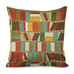 Watercolor Bookshelf Pattern Print Pillow Cover