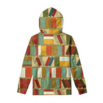 Watercolor Bookshelf Pattern Print Pullover Hoodie