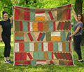 Watercolor Bookshelf Pattern Print Quilt