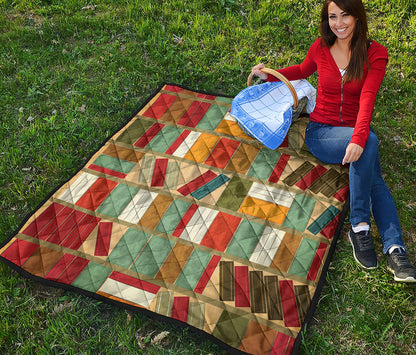 Watercolor Bookshelf Pattern Print Quilt