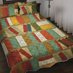 Watercolor Bookshelf Pattern Print Quilt Bed Set