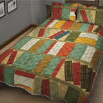 Watercolor Bookshelf Pattern Print Quilt Bed Set