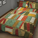Watercolor Bookshelf Pattern Print Quilt Bed Set