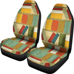 Watercolor Bookshelf Pattern Print Universal Fit Car Seat Covers