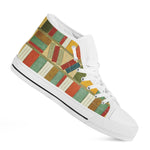 Watercolor Bookshelf Pattern Print White High Top Shoes