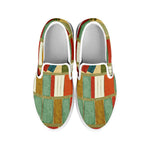 Watercolor Bookshelf Pattern Print White Slip On Shoes