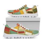Watercolor Bookshelf Pattern Print White Sneakers