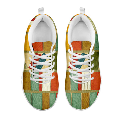 Watercolor Bookshelf Pattern Print White Sneakers