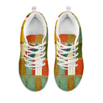 Watercolor Bookshelf Pattern Print White Sneakers