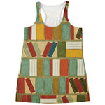 Watercolor Bookshelf Pattern Print Women's Racerback Tank Top