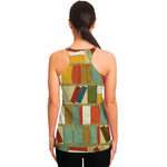 Watercolor Bookshelf Pattern Print Women's Racerback Tank Top