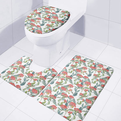 Watercolor Bouvardia Print 3 Piece Bath Mat Set