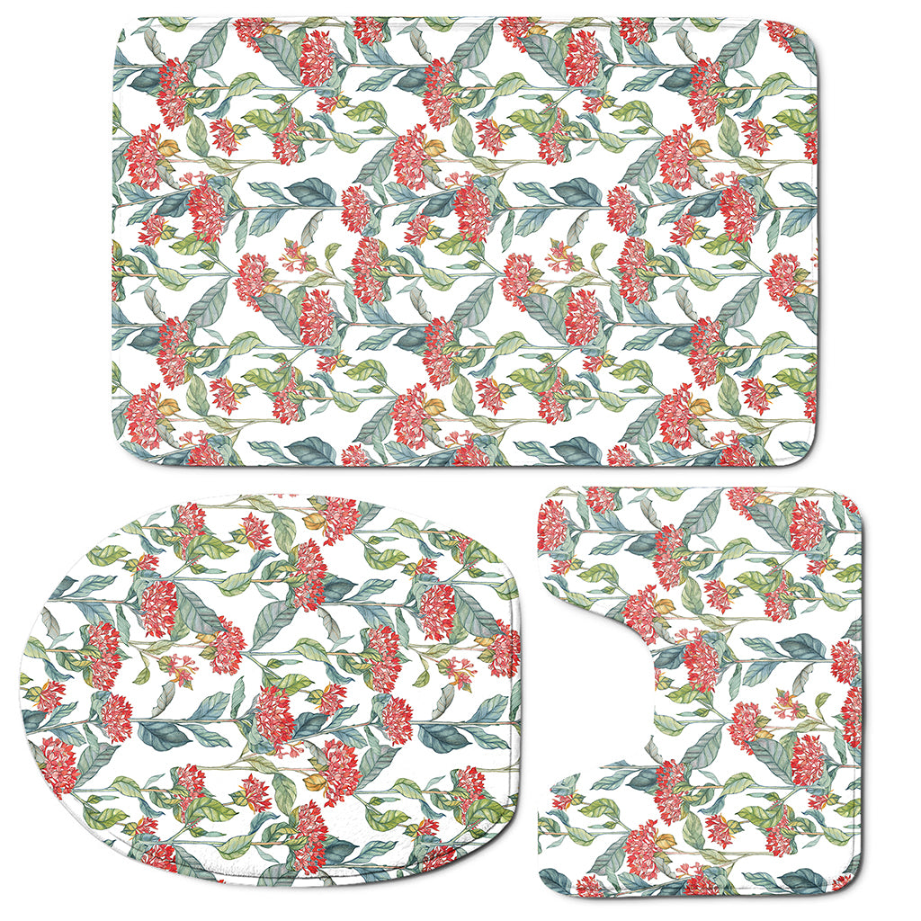 Watercolor Bouvardia Print 3 Piece Bath Mat Set