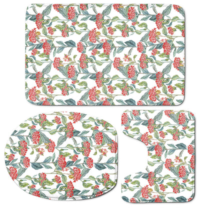 Watercolor Bouvardia Print 3 Piece Bath Mat Set