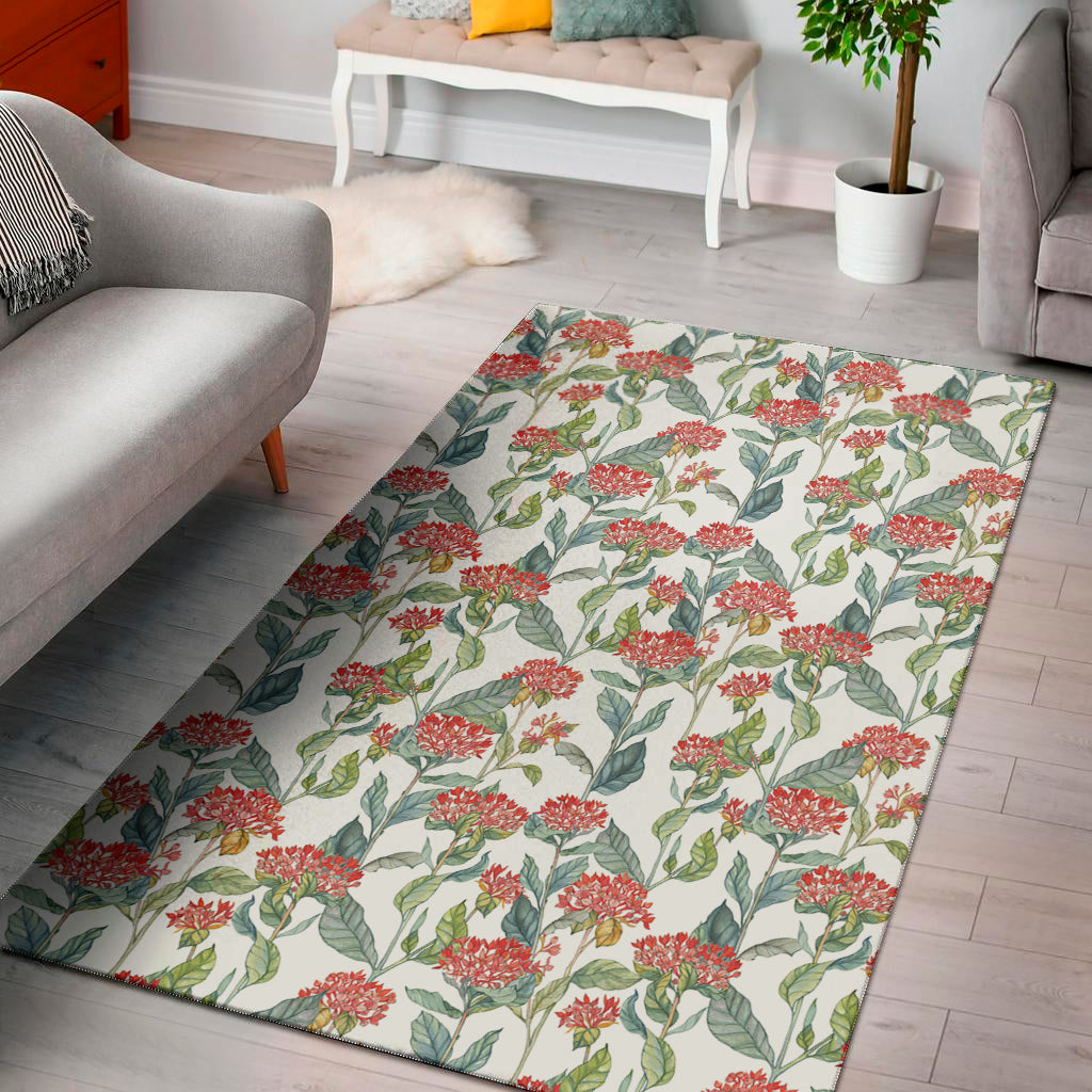 Watercolor Bouvardia Print Area Rug