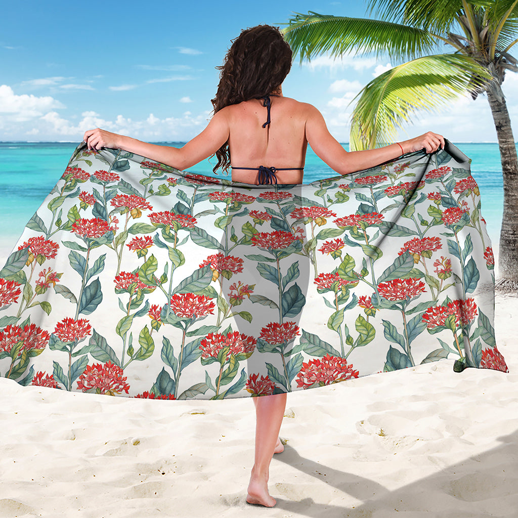 Watercolor Bouvardia Print Beach Sarong Wrap