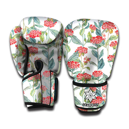 Watercolor Bouvardia Print Boxing Gloves