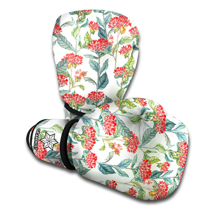 Watercolor Bouvardia Print Boxing Gloves