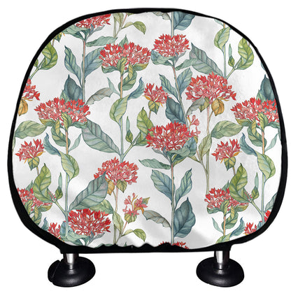 Watercolor Bouvardia Print Car Headrest Covers