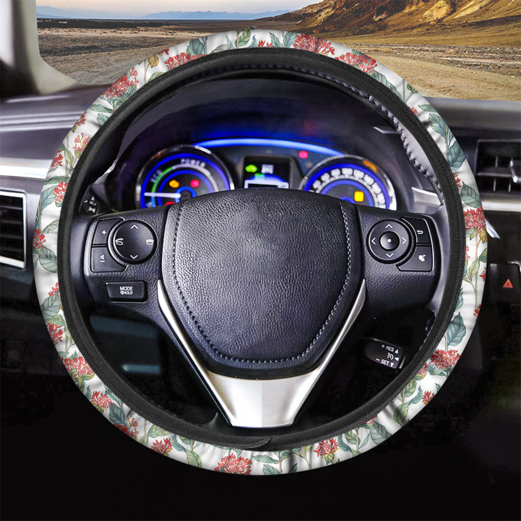 Watercolor Bouvardia Print Car Steering Wheel Cover