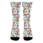 Watercolor Bouvardia Print Crew Socks