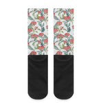 Watercolor Bouvardia Print Crew Socks