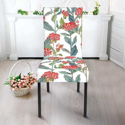 Watercolor Bouvardia Print Dining Chair Slipcover