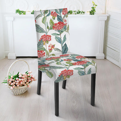 Watercolor Bouvardia Print Dining Chair Slipcover