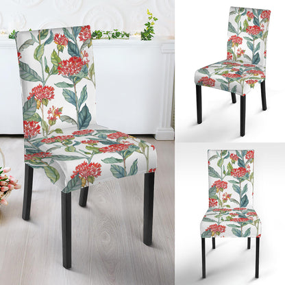 Watercolor Bouvardia Print Dining Chair Slipcover