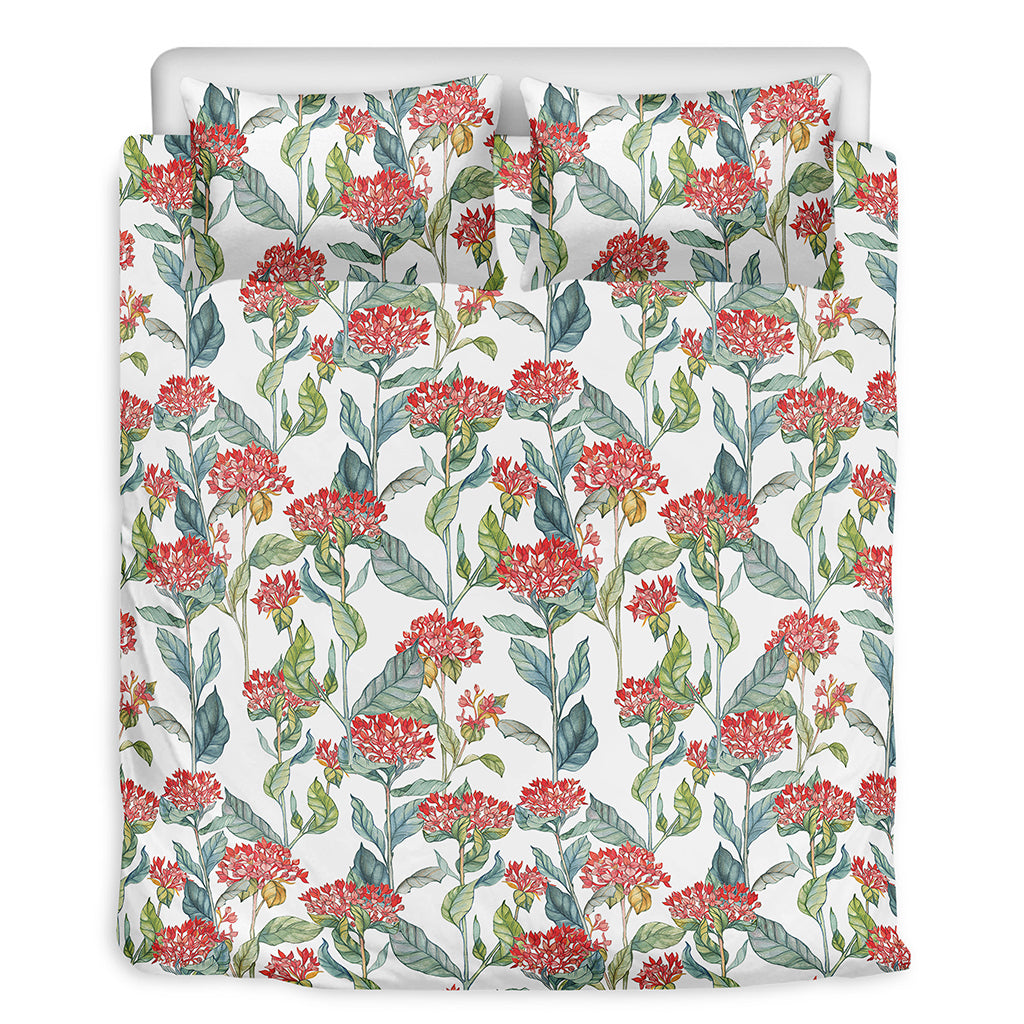 Watercolor Bouvardia Print Duvet Cover Bedding Set