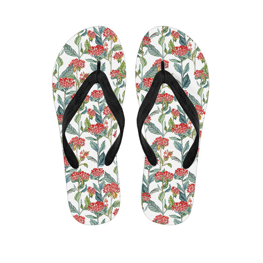 Watercolor Bouvardia Print Flip Flops