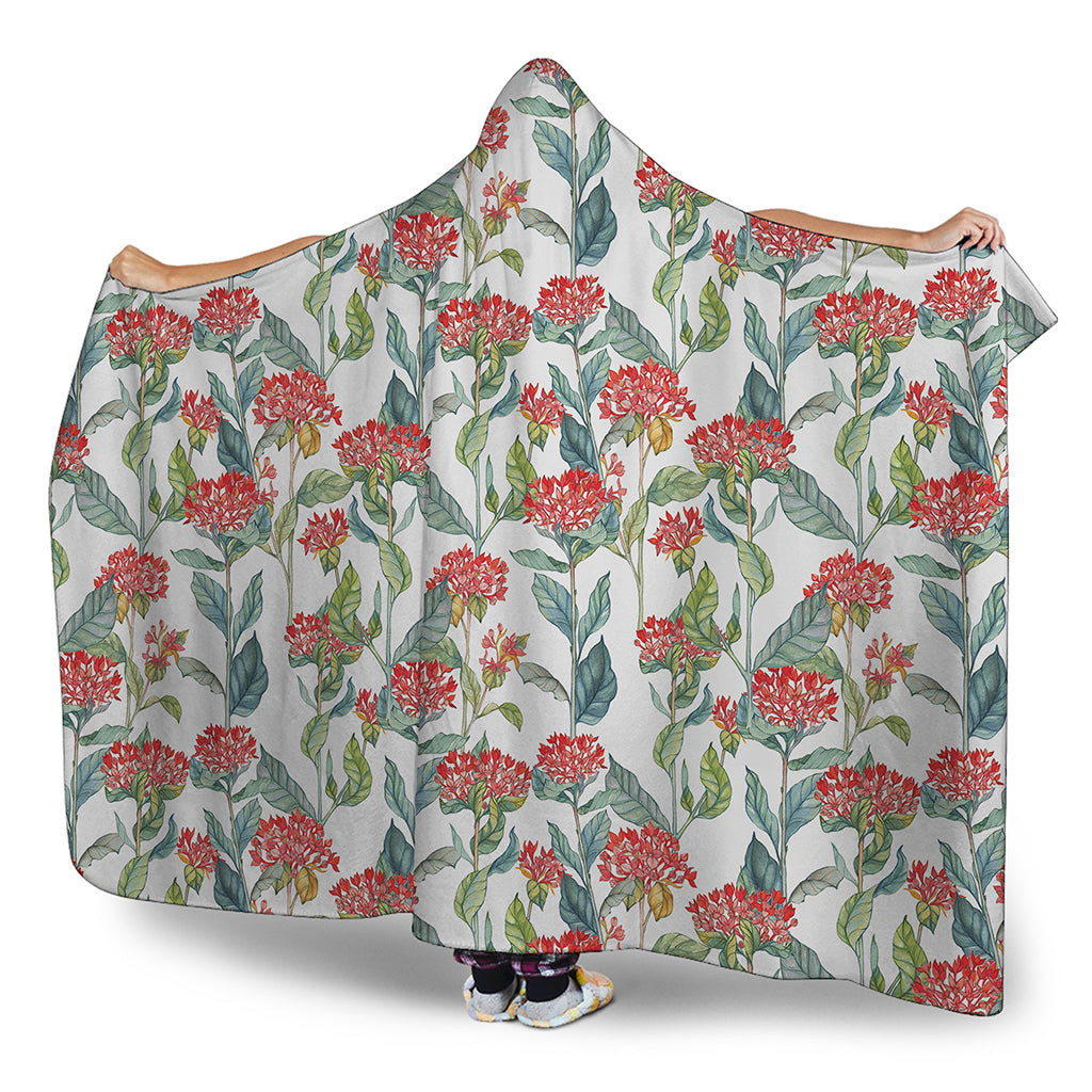 Watercolor Bouvardia Print Hooded Blanket