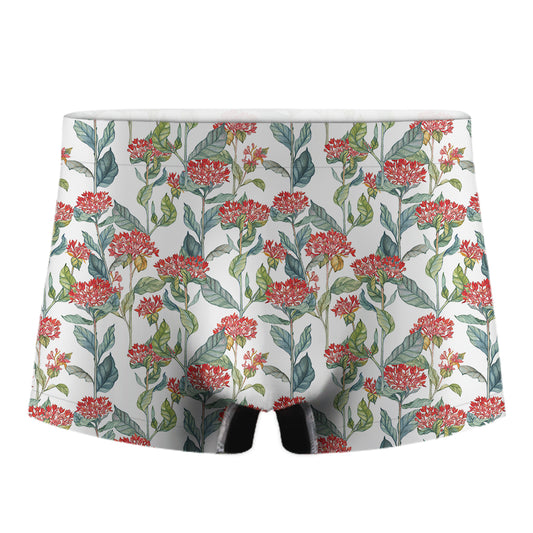 Watercolor Bouvardia Print Men's Boxer Briefs