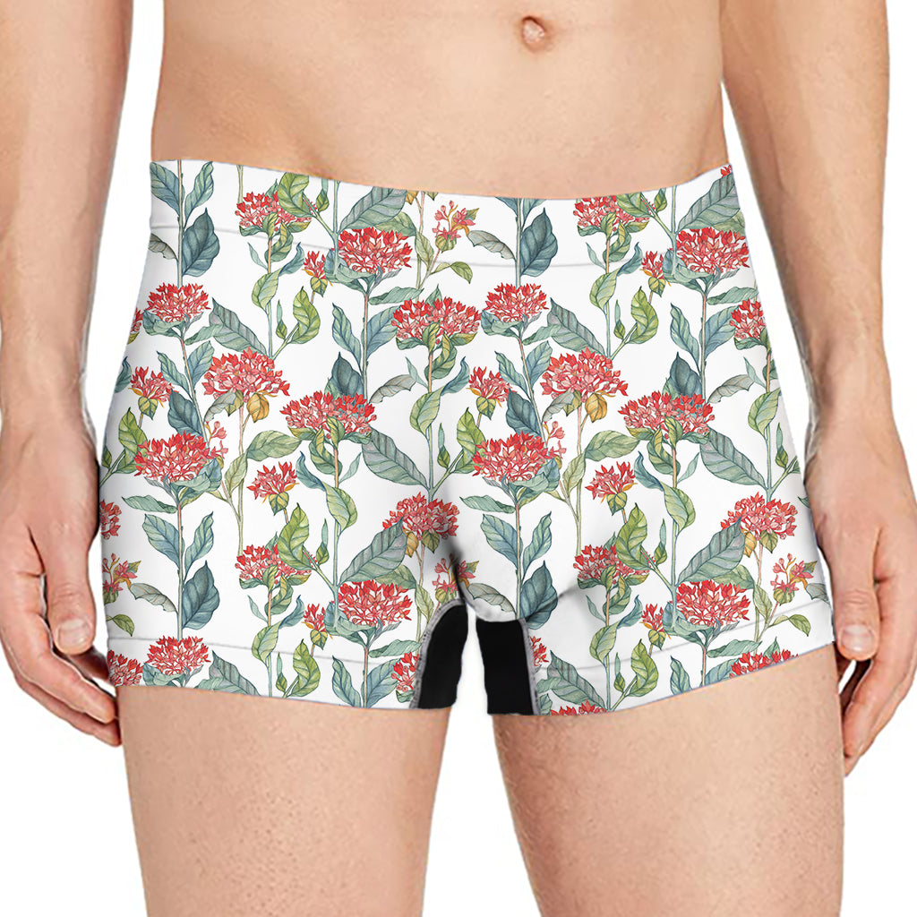 Watercolor Bouvardia Print Men's Boxer Briefs