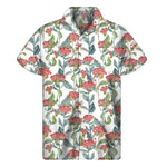 Watercolor Bouvardia Print Men's Short Sleeve Shirt
