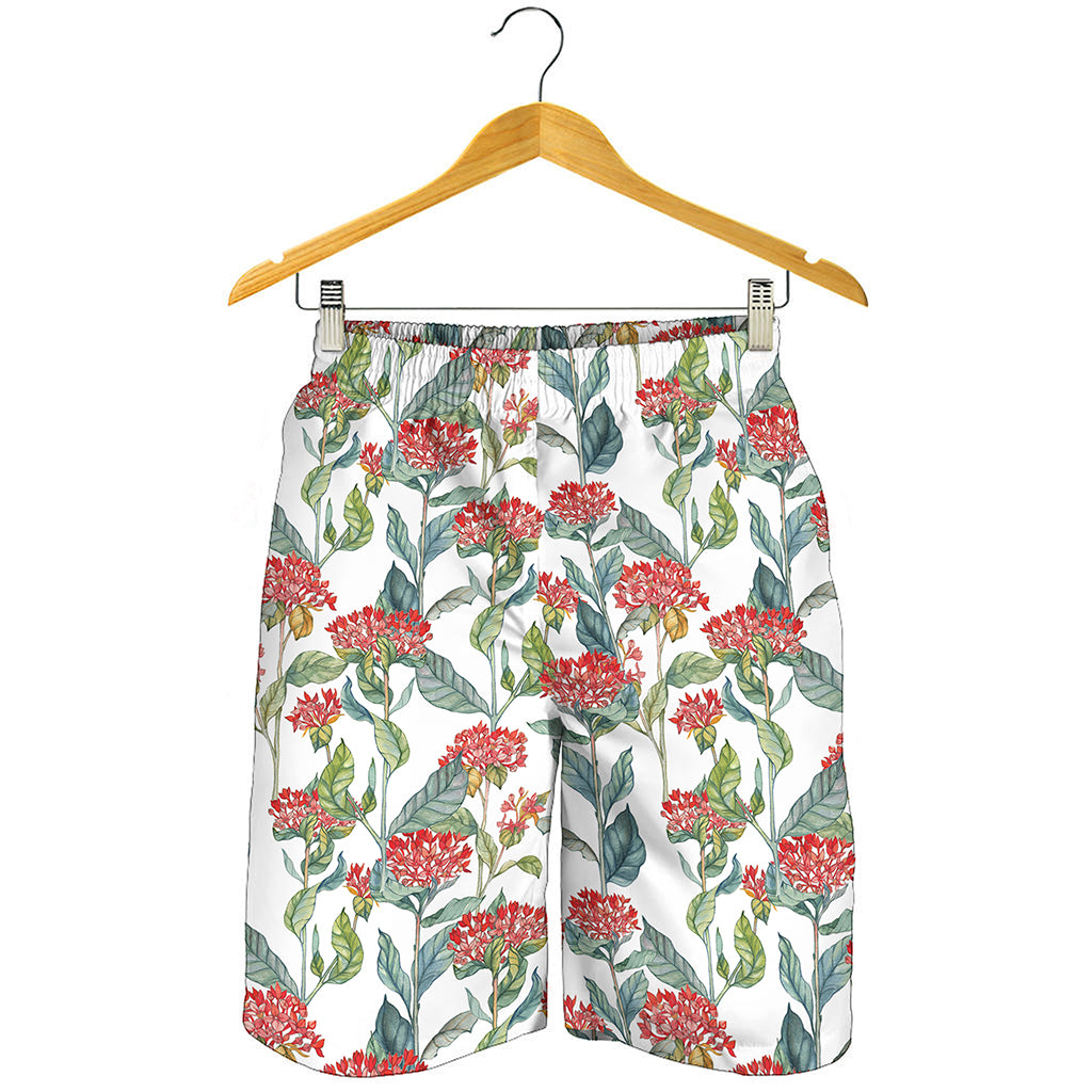 Watercolor Bouvardia Print Men's Shorts