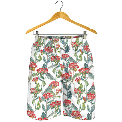 Watercolor Bouvardia Print Men's Shorts