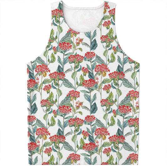 Watercolor Bouvardia Print Men's Tank Top