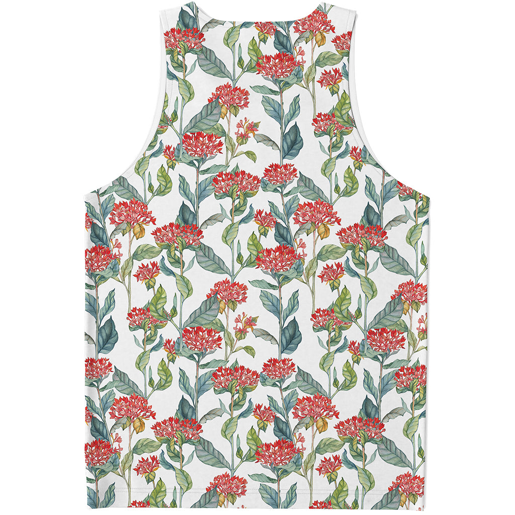 Watercolor Bouvardia Print Men's Tank Top